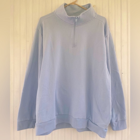 Victoria's Secret PINK Light Blue Quarter Zip Fleece Relaxed Pullover Size XL - Picture 1 of 8